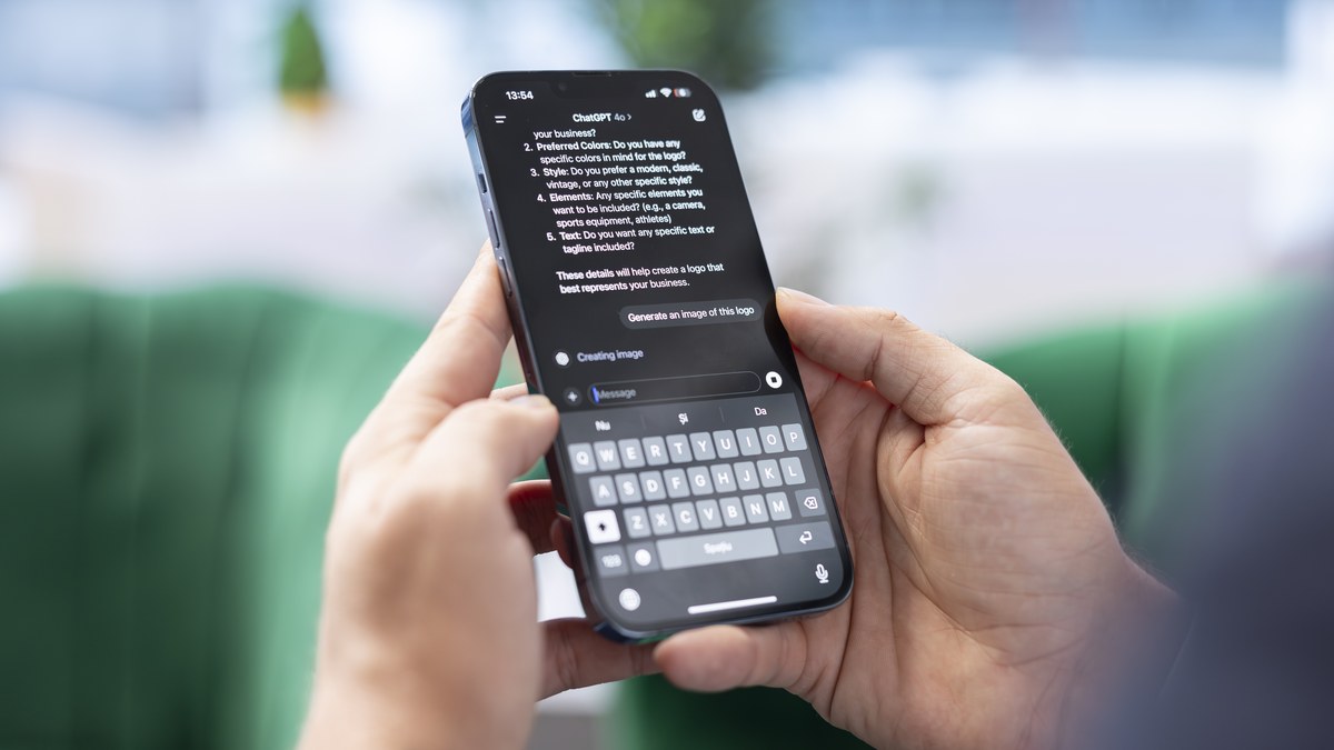 A professional user interacting with an AI virtual assistant on a smartphone